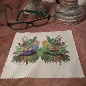 Glasses Cleaning Cloth with Budgie Budgerigar Bird Parrot