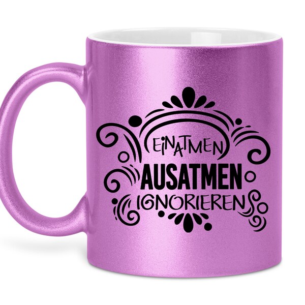 Lila Glitzer Tasse - Kaffeetasse - Sarkasmus Sprüche Humor - Geschenk Freundin Tochter