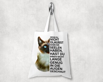Tragetasche Beutel Umhängetasche mit Siam Siamkatze Katze - Shopper Geschenk Schultertasche