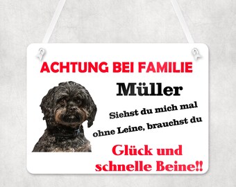Türschild Eingangsschild Schild mit Bolonka Hund - Deko mit deinem Nachnamen, einfach bei der Bestellung mitteilen
