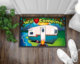 Camper Camping Caravan Motorhome - Floor mat Dirt trap mat Door mat 35 x 50 cm with rubber border - Non-slip - Inside outside