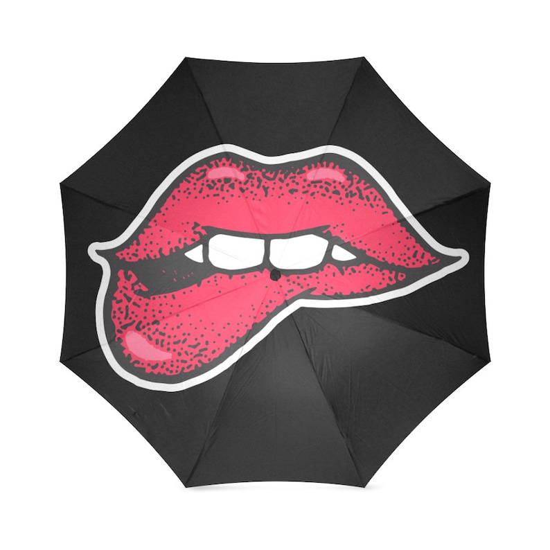 Umbrella with Red Lips Kissing Loves