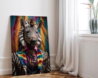 Zebra Wandkunst - Leinwand - Wandbild Tiergemälde Home Decor Druck Bild Wandkunst
