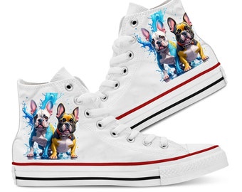 Sneaker shoes - French bulldog dog - dog mom - white for women and men