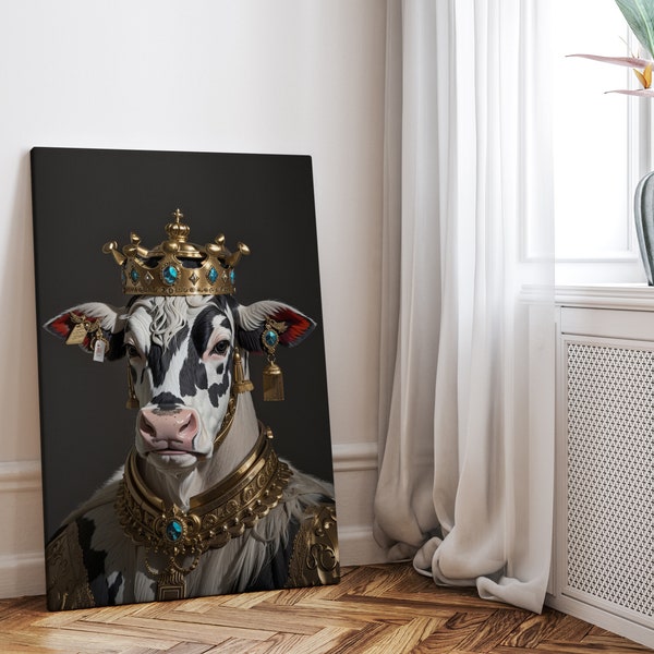 Royal Kuh Cow - Leinwand - Wandbild Wand Kunst Home Decor Druck Bild Wandkunst