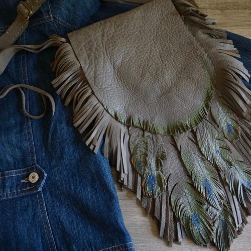 Handmade Leather Feather Purse shops