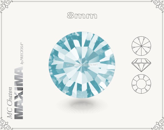 39ss - 8mm Aqua Bohemica Sparkles F Preciosa Maxima Chatons
