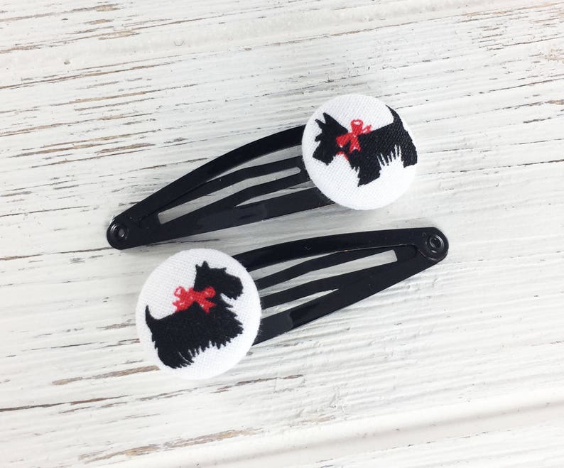 Scottish Terrier Scottie dog hair clips dog button hair Etsy