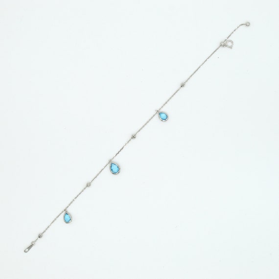 Classy 14K White Gold Blue Topaz Bracelet - image 2