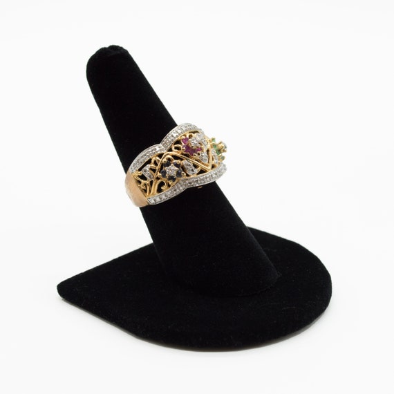 Gorgeous Ruby, Emerald, and Sapphire Lady's Ring - image 3