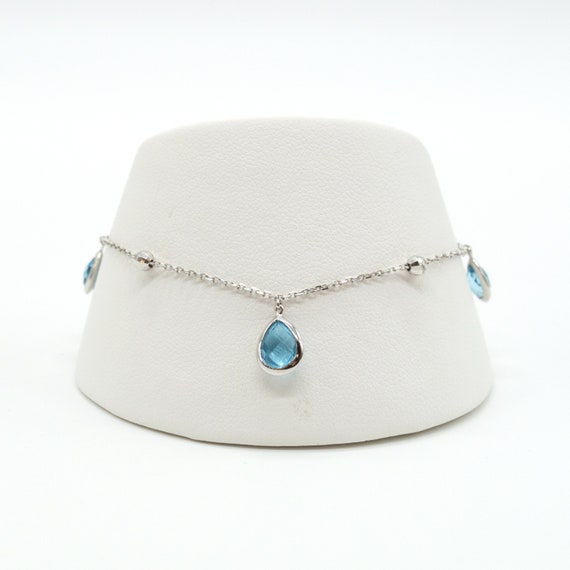 Classy 14K White Gold Blue Topaz Bracelet