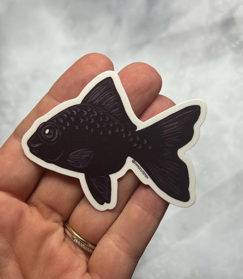Black Goldfish Sticker, Goldy Sticker, Freshwater Aquarium - Etsy