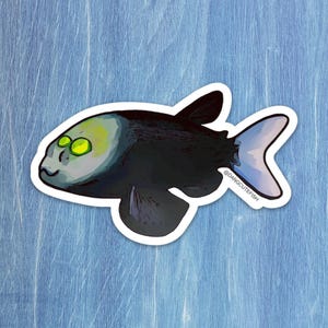 Barreleye Sticker - great gift for an aquarist, ocean lover, or any fan of fish! Deep sea sticker