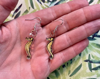 Seahorse Earrings - Fish earrings, aquarium jewelry, Seahorse jewelry, aquarist earrings, aquarium jewelry, Kuda Seahorse, hippocampus