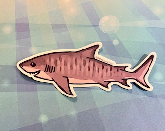 Tiger shark sticker - elasmobranch, shark gift, dang cute fish