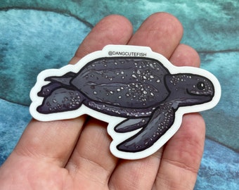 Vinyl sticker (1) - Leatherback zeeschildpad sticker, cadeau, zeeschildpad aquariaan