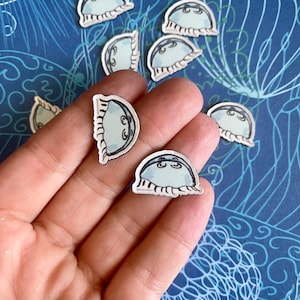 Little moon jelly magnets (10) - one inch jellyfish magnets, jellyfish gift, jelly gift, cnidarian gift