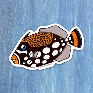 Clown Triggerfish sticker, fish sticker, gift, aquarist, aquarium