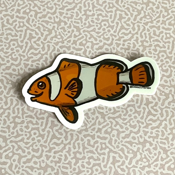 Matte coated vinyl stickers (1) - Clownfish Sticker, Ocellaris Sticker, Anemonefish Sticker, Aquarium Sticker, Aquarist Sticker