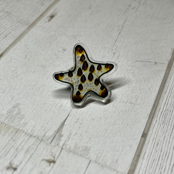 Chocolate chip Star Pin - invertebrate pin, aquarist gift, sea star Gift, Aquarist Pin, Aquarium Pin, starfish pin