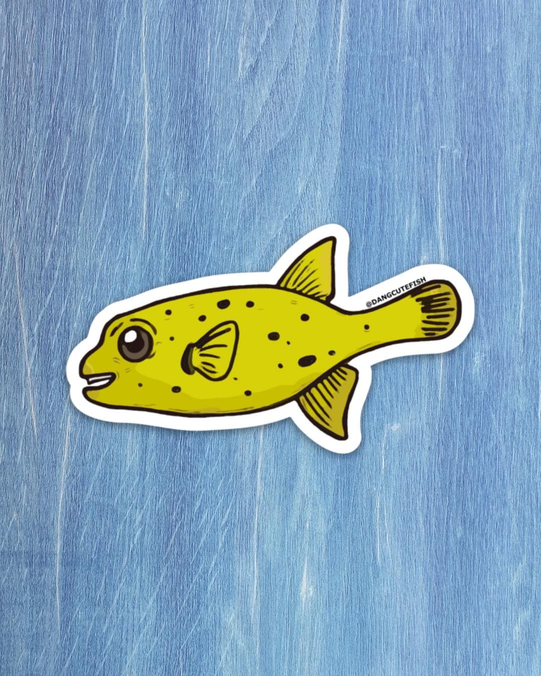 Golden Puffer Sticker, Pufferfish Sticker, Guinea Fowl Puffer Sticker ...