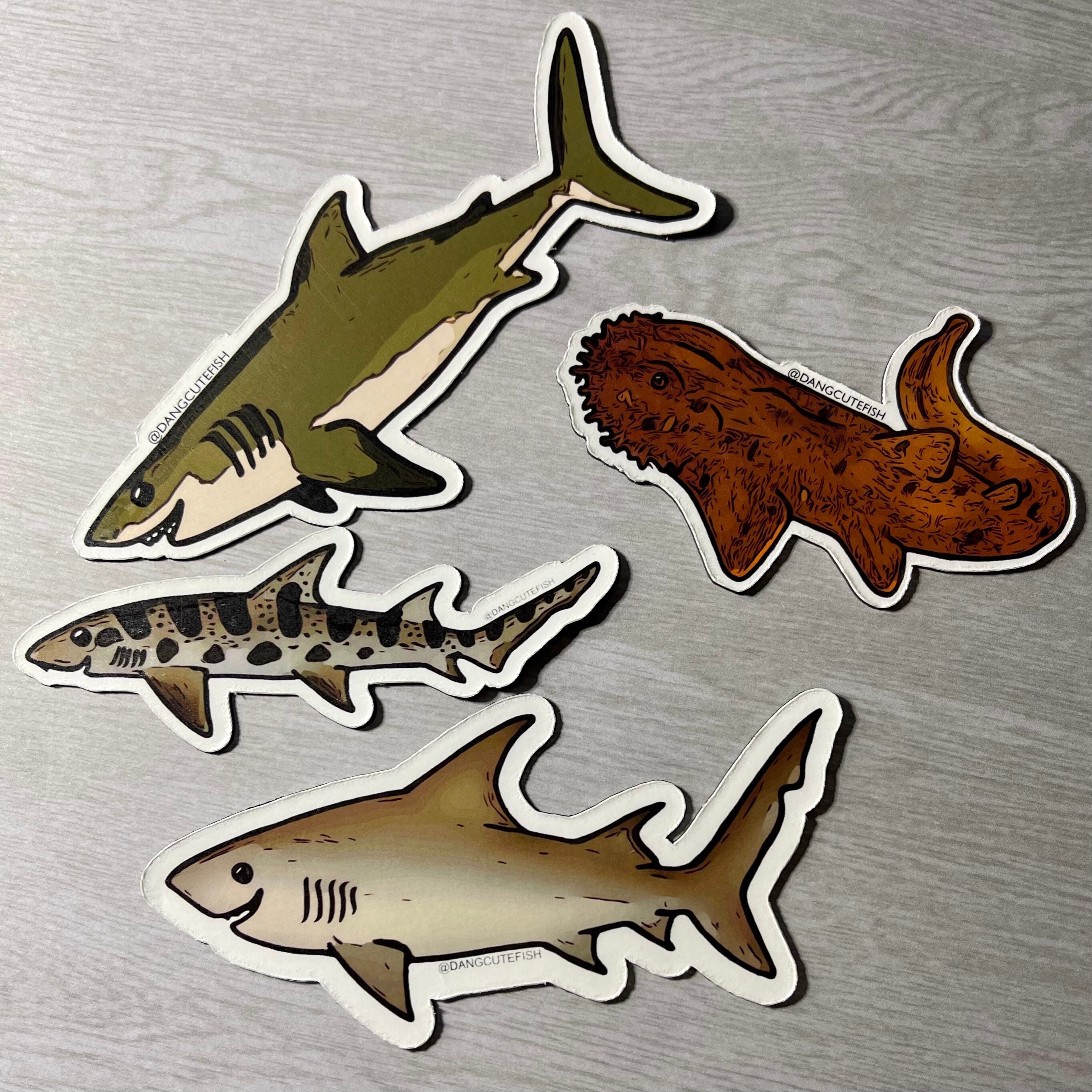 Set Big Sharks Set 4 White Shark Leopard Shark Etsy