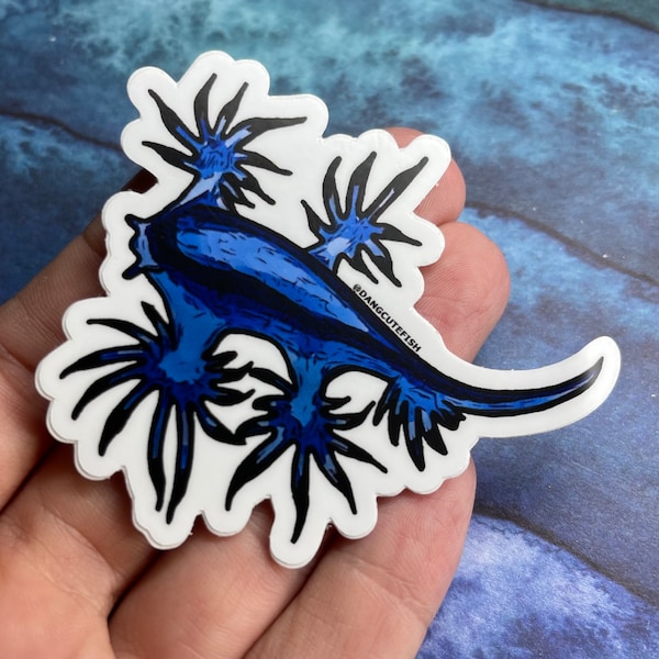 Blue glaucus stickers - great gift for an aquarist, or any fan of sea slugs. Blue glaucus, gift, Nudibranch, invertebrate sticker
