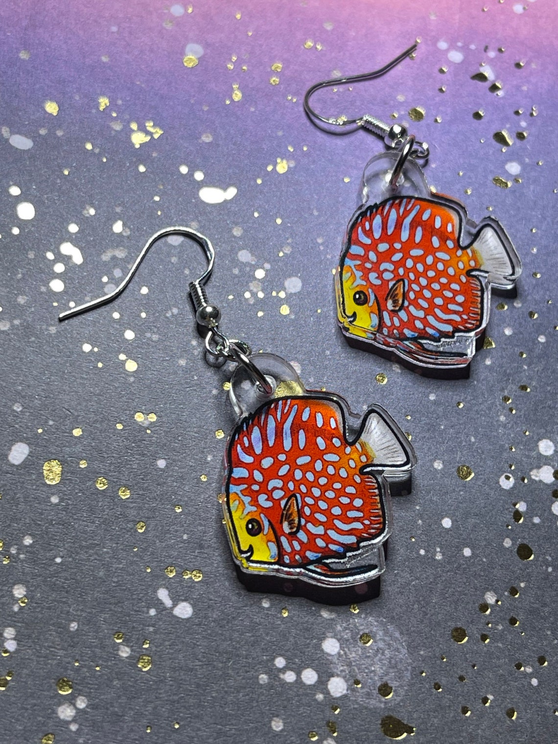 Discus Earrings  Cichlid earrings aquarium jewelrydiscus image 1