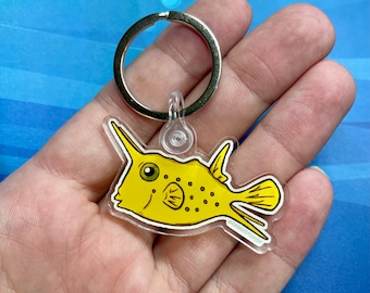 Longhorn Cowfish Keychain - Aquarist keychain, fish keychain, aquarium gift