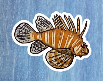 Lionfish sticker, lionfish gift, aquarist sticker, aquarist gift, aquarium sticker