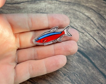 Cardinal Tetra Pin - fish pin, aquarist gift, tetra gift, aquarist pin, marine biology, freshwater