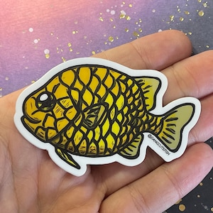 Matte coated vinyl stickers 1 Pinecone fish sticker, pineconefish sticker, deep sea sticker, deep sea fish image 1