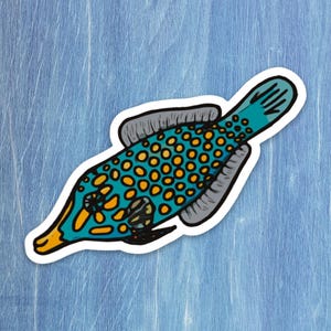 Orange Spot filefish, filefish gift, aquarist gift, aquarist sticker