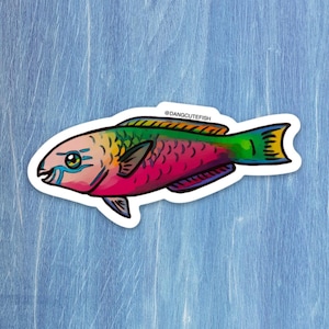 Parrotfish Sticker - great gift for an aquarist, ocean lover, or any fan of fish!