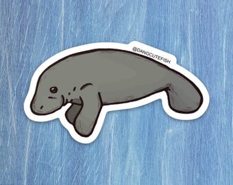 Manatee sticker, Sea Cow Gift, Marine Mammal Sticker
