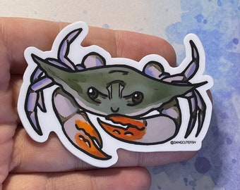 Matte coated vinyl stickers (1) - Blue crab sticker, blue crab gift, crustacean sticker, Maryland sticker, swimmer crab sticker