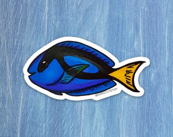 Hippo Tang Sticker, Regal Tang gift, aquarist gift, aquarist sticker, Reef Sticker