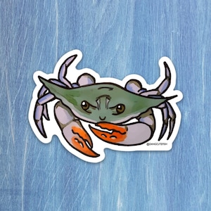 Blue crab sticker, blue crab gift, crustacean sticker, Maryland sticker, swimmer crab sticker