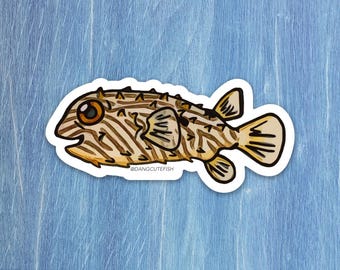 Matte coated vinyl sticker - Burrfish, great for fans of pufferfish and curious creatures.