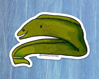 Pegatina de morena verde: ¡un regalo estupendo para acuaristas, amantes del océano o cualquier aficionado a los peces!