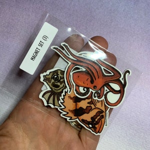 Pacific Northwest Sea Creature Magnet Set (3) - Giant Pacific Octopus, Grunt Sculpin, Tiger Rockfish. GPO