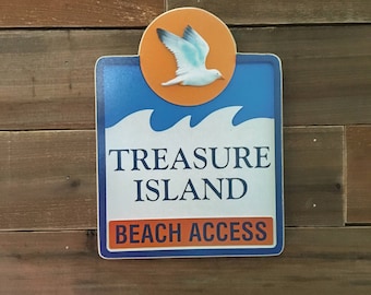 Treasure Island Beach Access Sign - Photo on Wood