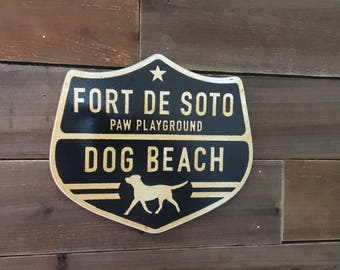 Fort Desoto Dog Beach Sign - Photo on Wood