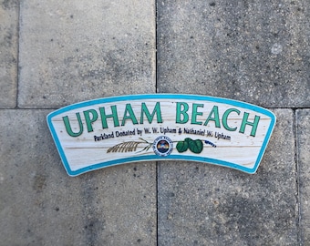 Upham Beach Sign - Photo on Wood