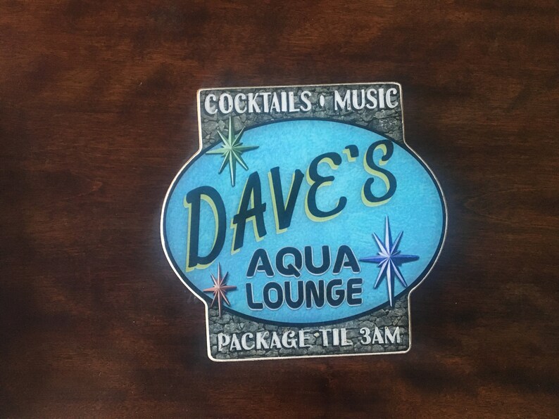 Dave's Aqua Lounge sign photo on wood image 1