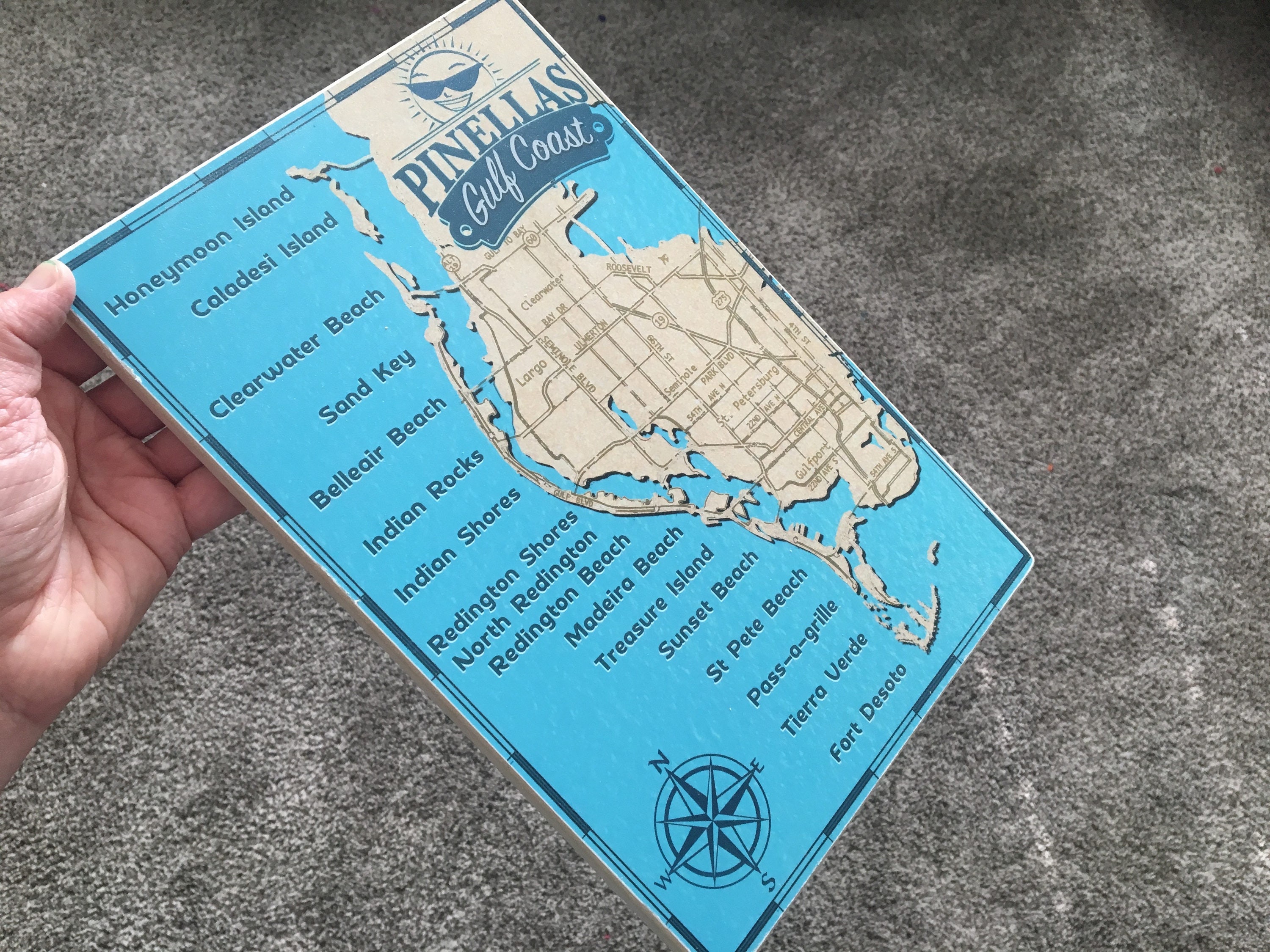 Gulf Beaches Map Sign - Photo on Wood - Etsy