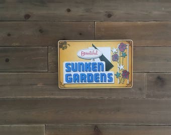 Sunken Gardens Sign - Photo on Wood