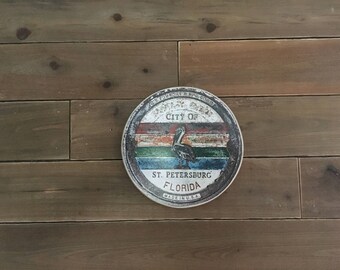 City of St. Pete Manhole Sign - Photo on Wood