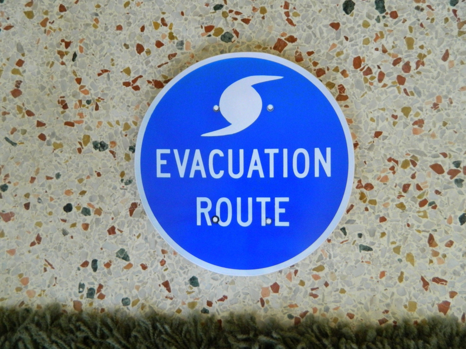 Evacuation Route Sign - Photo on Wood