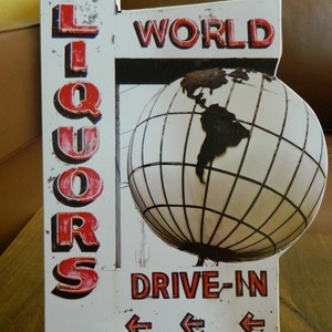 World Liquors Sign Photo on Wood image 3